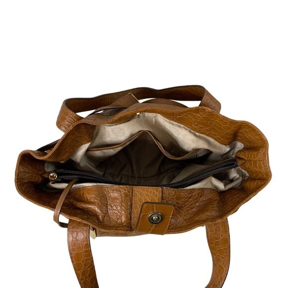 Michael Kors Camel colored Croc Embossed Leather tote bag/gold hardware - Picture 9 of 14